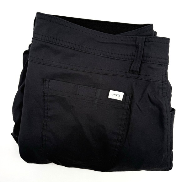 Orvis Fleece‎ Lined Pants Men's 34x30 Solid Black Stretch Straight Hiking - Picture 1 of 11